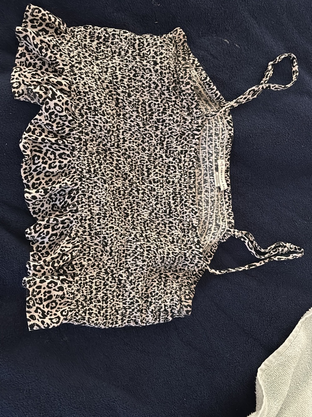 Leopard Smocked Ruffle One-Piece - Beige/Black American eagle